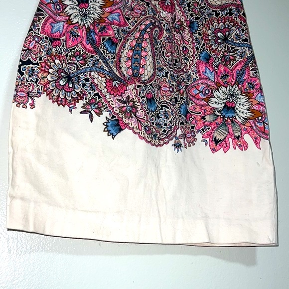 Cream & Pink Paisley Sheath Dress Women’s Size 6 Sleeveless French Connection - Picture 8 of 16